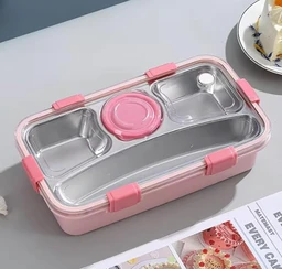 Stainless Steel Bento Lunch Box for Kids & Adults | 4 Compartment Leakproof Tiffin with Lid | BPA-Free, Airtight | Ideal for Office, School & Travel