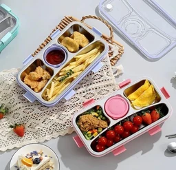 Stainless Steel Bento Lunch Box for Kids & Adults | 4 Compartment Leakproof Tiffin with Lid | BPA-Free, Airtight | Ideal for Office, School & Travel
