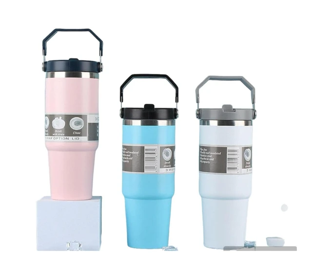 30oz Portable Straw Insulated Tumbler With Handle, 890ml Large Capacity Water Bottle, 304 Stainless Steel Car Cup For Outdoor Sports, Travel & Camping, Birthday Gift (Multi Colors)