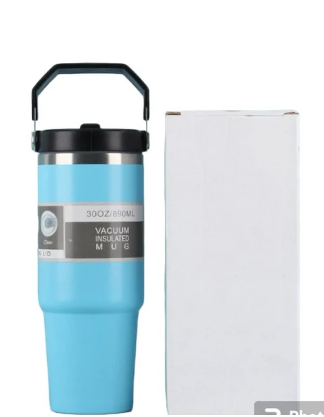 30oz Portable Straw Insulated Tumbler With Handle, 890ml Large Capacity Water Bottle, 304 Stainless Steel Car Cup For Outdoor Sports, Travel & Camping, Birthday Gift (Multi Colors)