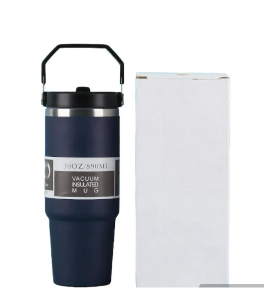 30oz Portable Straw Insulated Tumbler With Handle, 890ml Large Capacity Water Bottle, 304 Stainless Steel Car Cup For Outdoor Sports, Travel & Camping, Birthday Gift (Multi Colors)