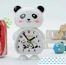 Plastic Cute Panda Cartoon Theme Teddy Bear Desk Alarm Analog Clock For Kids, Students (Multicolour, 17 X10 X 4Cm) (Panda (Black & White))