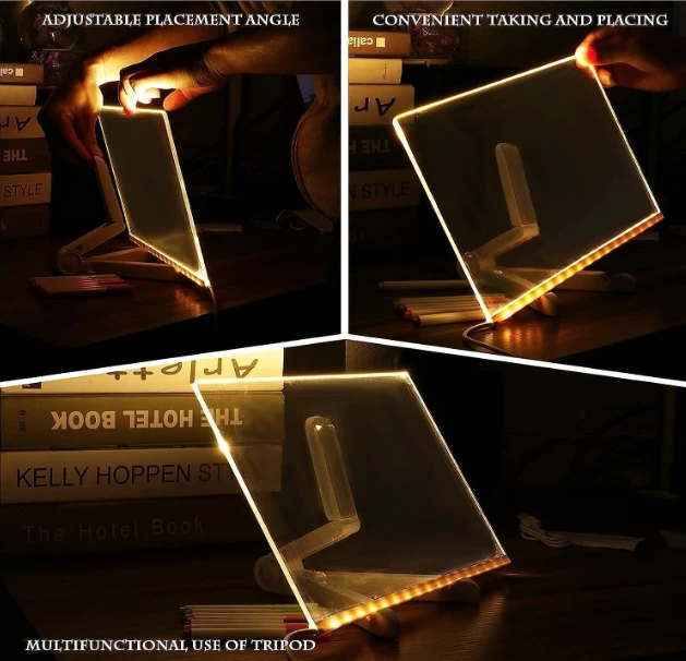 DIY 3D Acrylic Writing Board with Pen & Light | 30x20 cm | Led Writing Pad, Writing Pad with Light, Acrylic Board, Table Lamp, Home & Office Decor Items, Gift, Personalized Led Board