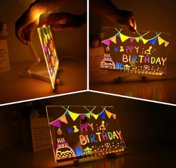 DIY 3D Acrylic Writing Board with Pen & Light | 30x20 cm | Led Writing Pad, Writing Pad with Light, Acrylic Board, Table Lamp, Home & Office Decor Items, Gift, Personalized Led Board