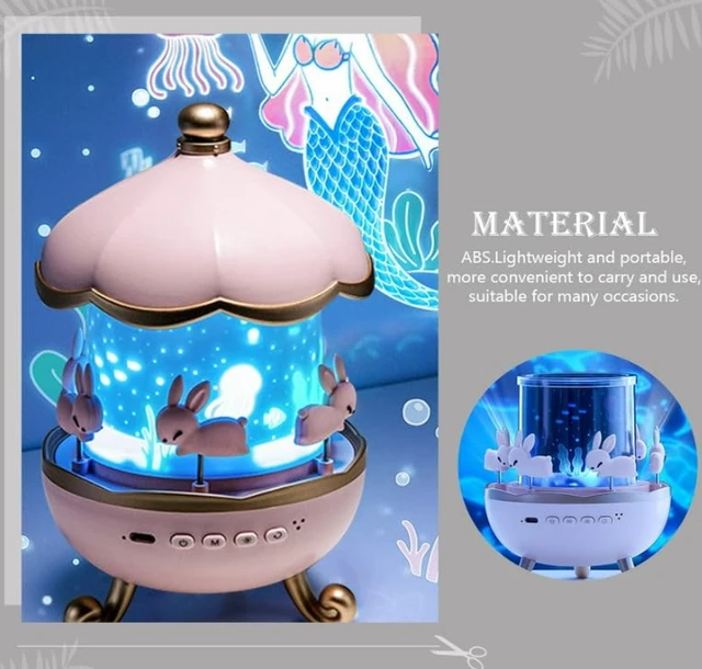Bunny Projector Night Light, 360° Rotatable LED Night Lamp, 15 Film Shade, Night Lights for Girls (1 Pcs) Bunny Light Lamp for Bedroom, Home Decor, Birthday Return Gift for Kids (Bunnylamp)