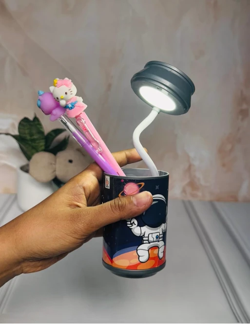Mini Space Can Desk Lamp | USB Rechargeable | Pen Stand & Night Light for Study