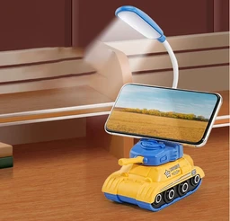 Cute Military Tank Table Lamp - Rechargeable Desk Lamp with Pen Holder & Sharpener, Study Desk Light for Study Room/Home/Office