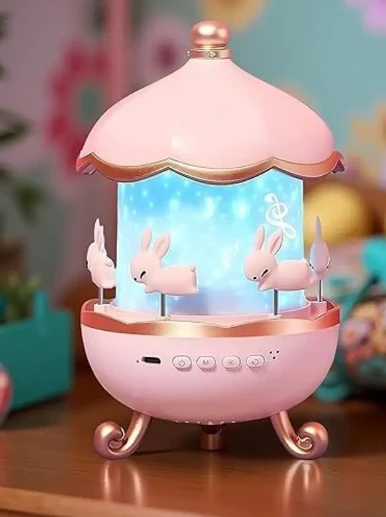 Rabbit Lamp With Music| Projector light lamp, Rabbit Sky Projector for Kids, USB Rechargeable Night Lamp (20 cm, Multicolor)