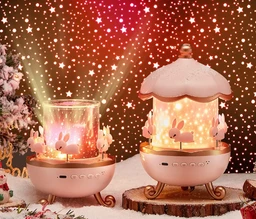 Rabbit Lamp With Music| Projector light lamp, Rabbit Sky Projector for Kids, USB Rechargeable Night Lamp (20 cm, Multicolor)