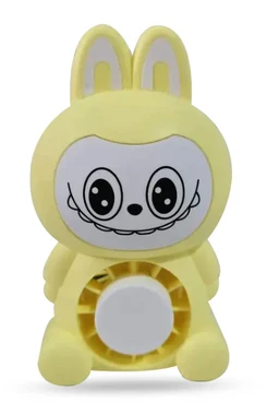 Labubu electric fan with night lamp | Mini Cartoon Rechargeable Desk Fan | Design with LED, USB Powered, Multicolor for Kids