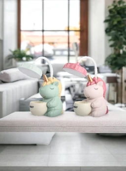 Cutest Unicorn Desk Lamp with Pencil Pen Holder Rechargeable LED Table Lamp for Kids Reading Desk Light for Home Office Bedroom Study -01 Pc. Mix Colour