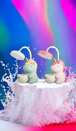 Cutest Unicorn Desk Lamp with Pencil Pen Holder Rechargeable LED Table Lamp for Kids Reading Desk Light for Home Office Bedroom Study -01 Pc. Mix Colour