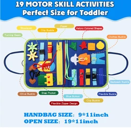 usy Board Montessori Toy for Toddlers - Educational Activity Developing Sensory Board for Fine Basic Dress Motor Skills - Travel Toys for Plane Car