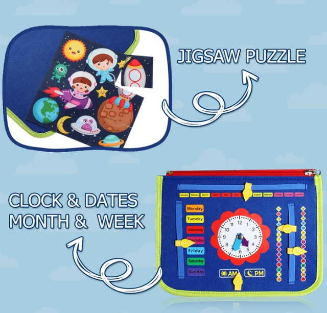 usy Board Montessori Toy for Toddlers - Educational Activity Developing Sensory Board for Fine Basic Dress Motor Skills - Travel Toys for Plane Car