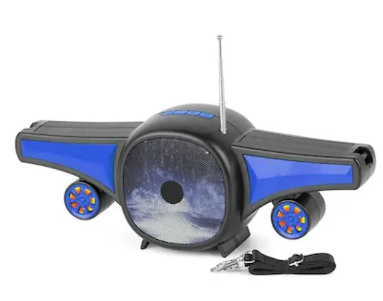 CLUBCLASSY CLUBCLASSY Rock Music Airplane Design Bluetooth Wireless Speaker with Solar Panel FM Radio