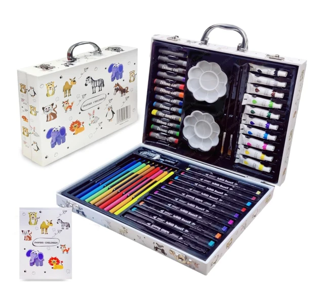 50 Piece Art Supplies, Art Set for Teens, Adults and Kid, Creative Gift Box with Case, Sketching Pencils, Artist Brushes (Pack of 1)