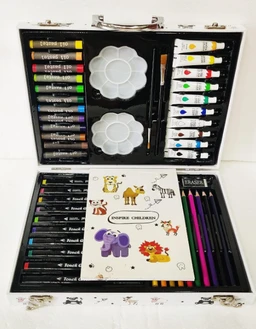 50 Piece Art Supplies, Art Set for Teens, Adults and Kid, Creative Gift Box with Case, Sketching Pencils, Artist Brushes (Pack of 1)