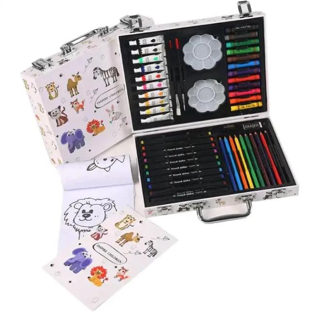 50 Piece Art Supplies, Art Set for Teens, Adults and Kid, Creative Gift Box with Case, Sketching Pencils, Artist Brushes (Pack of 1)