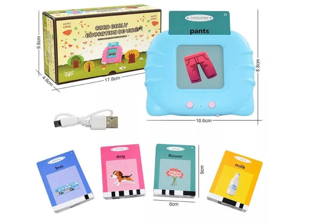 Rechargeable Early Education 224 Talking Flash Card Learning Device Machine Toy with Sound for +3Years Kids|Boys|Girls (Color-Multi).