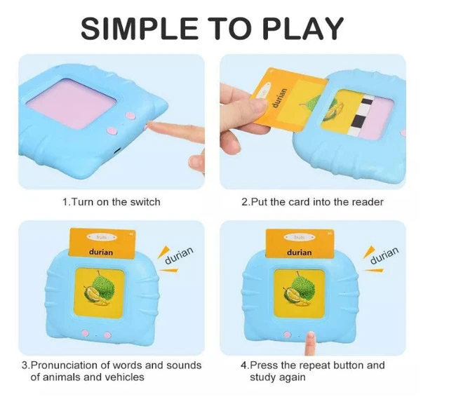 Rechargeable Early Education 224 Talking Flash Card Learning Device Machine Toy with Sound for +3Years Kids|Boys|Girls (Color-Multi).