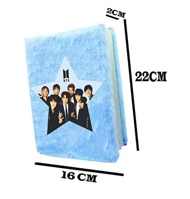 BTS Theme Fur Diary for Kids | Soft Feather Notebook with Ruled Pages | Diary for Boys and Girls | Birthday Return Gift | Pack of 1