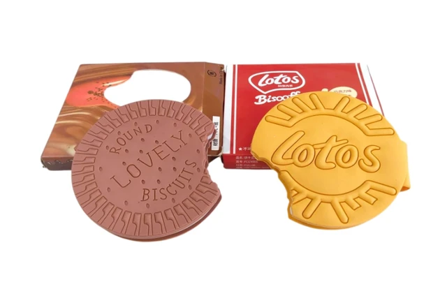 Lotos Biscuit Silicone Diary – Scented Round Cookie Design, Set of 2 (Brown & Yellow), Fun & Unique Notebook for Kids & Students