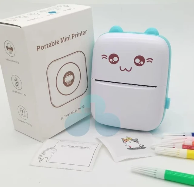 Mini Pocket Printer, Gifts for Kids, Portable Thermal Printer for Pictures/Retro-Style Photos/Receipts/Notes/Lists/Label/Memo/QR Codes,Bluetooth Wireless Smart Printer (White & Pink)