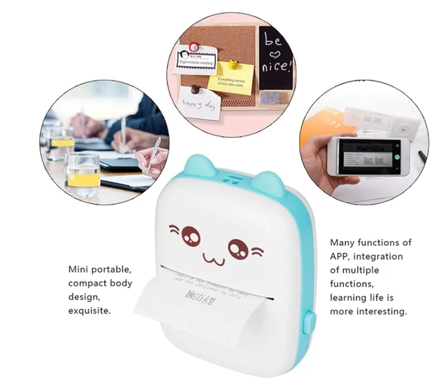 Mini Pocket Printer, Gifts for Kids, Portable Thermal Printer for Pictures/Retro-Style Photos/Receipts/Notes/Lists/Label/Memo/QR Codes,Bluetooth Wireless Smart Printer (White & Pink)