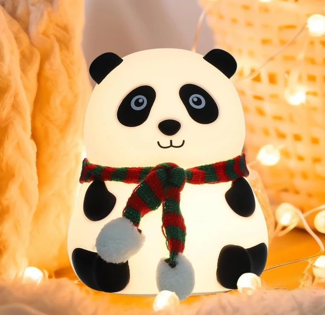 Rechargeable Silicone Panda Night Light for Kids | 7-Color LED Changing Lamp | Adorable Room Decor & Gift for Toddlers, Teens, & Valentine's Day Present | Soft BPA-Free Nightlight
