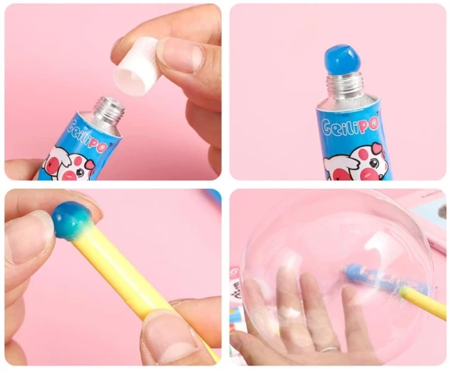 Blow Bubble Balloon Toys (Pack of 4 Tube), Bubble Balloons for Kids, Party Birthday Gift, Great Original Bloonies Bubble Making, Bubbles DIY Crafting Childhood Nostalgia Toy (Multicolor).