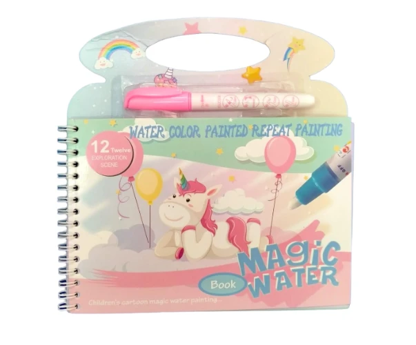 Unicorn Character Magic Water Book Paint Coloring Books for Toddler, Reusable Water Reveal Activity Books for Kids, Learning and Educational Art Activity Game for Kids Girls & Boys.