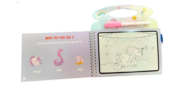 Unicorn Character Magic Water Book Paint Coloring Books for Toddler, Reusable Water Reveal Activity Books for Kids, Learning and Educational Art Activity Game for Kids Girls & Boys.