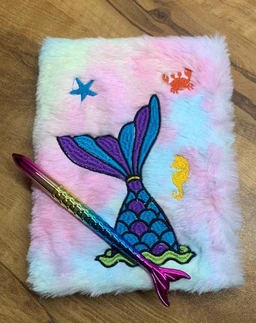 Mermaid Diary and Pen Set (A5 Mermaid Fur Notebook Set With Pen)