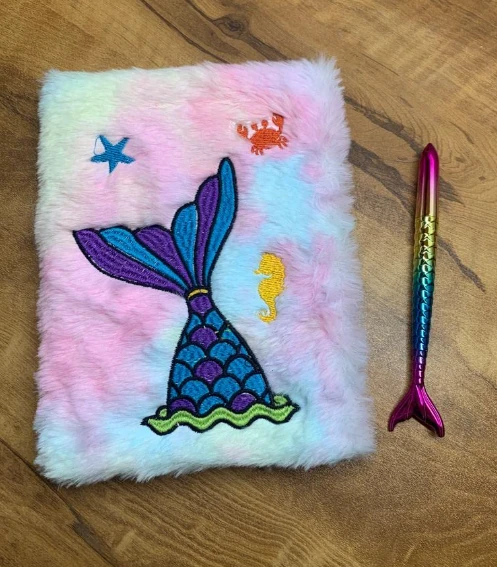 Mermaid Diary and Pen Set (A5 Mermaid Fur Notebook Set With Pen)