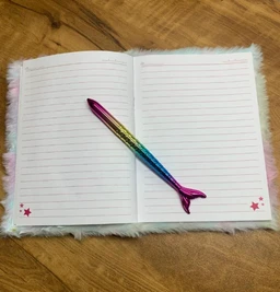 Mermaid Diary and Pen Set (A5 Mermaid Fur Notebook Set With Pen)