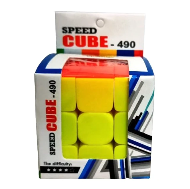 Speed Cube-490, Rubix Cube 3x3x3 High Speed Stickerless Magic Puzzle Cube for Kids and Adults, 2pc, (Multi Color)