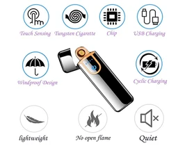 USB Rechargeable Electronic Windproof Flameless Cigarette Lighter (Multicolour) Pack of 1