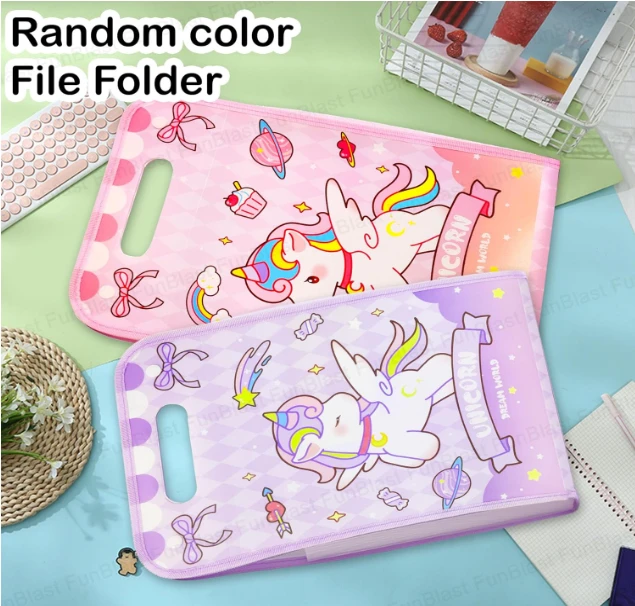 File Folder with Button Lock and Handle – Certificates Holder with 12 Pockets, Office Documents File, A4 Size Expandable Folders for Documents (Pack of 1; Random Color)