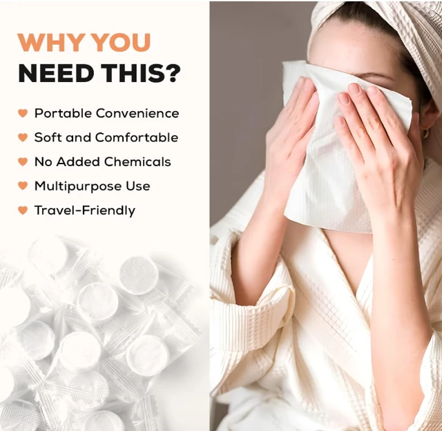 100Pcs Compressed Towel Tablets, Facial Cleansing Tissue, Mini Tablets Disposable Towels, Makeup Remover Pads, Water Activated Coin Tissue for Beauty Salon, Travel, Sports & Personal Use