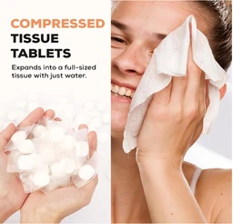 100Pcs Compressed Towel Tablets, Facial Cleansing Tissue, Mini Tablets Disposable Towels, Makeup Remover Pads, Water Activated Coin Tissue for Beauty Salon, Travel, Sports & Personal Use