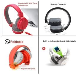 SH-12 Wireless Bluetooth Headphones, Over-Ear Design with Built-in Microphone and a Long Life Superior Sound Quality (White)