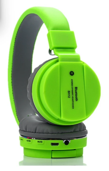 Wireless SH 12 Bluetooth Headphones with Mic Compatible with All Android and Smartphones (Green)