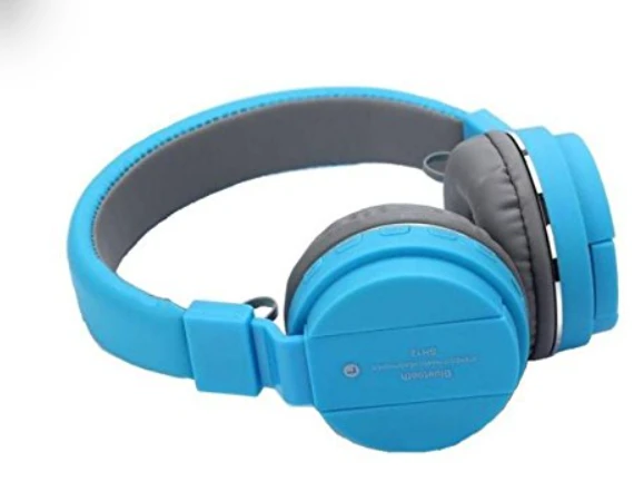 SH Wireless Bluetooth Headphones with Inbuilt Microphone and SD Card Slot Compatible with All Smartphone Phone (Blue)