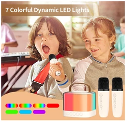 Karaoke Machines Bluetooth Portable Mini Karaoke Machine with 2 Wireless Microphones, Kids Karaoke Machines for Girls, Karaoke Speaker with LED Lights, Birthday Gifts for Girls Boys Kids and Adults