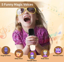 Karaoke Machines Bluetooth Portable Mini Karaoke Machine with 2 Wireless Microphones, Kids Karaoke Machines for Girls, Karaoke Speaker with LED Lights, Birthday Gifts for Girls Boys Kids and Adults
