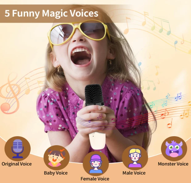 Karaoke Machines Bluetooth Portable Mini Karaoke Machine with 2 Wireless Microphones, Kids Karaoke Machines for Girls, Karaoke Speaker with LED Lights, Birthday Gifts for Girls Boys Kids and Adults