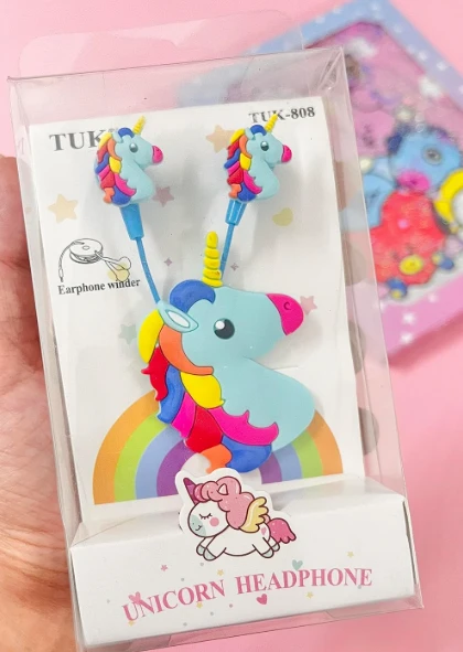 Unicorn Earphones,Cute Pink Headphones Lead Wire for Kids, Beautiful Headphones with Winder, Birthday Gift Girls Kids Cartoon Accessories for mobiles Kid’s Laptop Wired earpiece earplugs