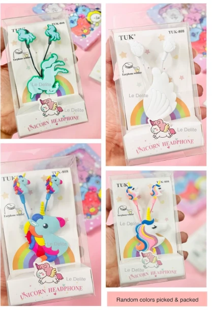 Unicorn Earphones,Cute Pink Headphones Lead Wire for Kids, Beautiful Headphones with Winder, Birthday Gift Girls Kids Cartoon Accessories for mobiles Kid’s Laptop Wired earpiece earplugs