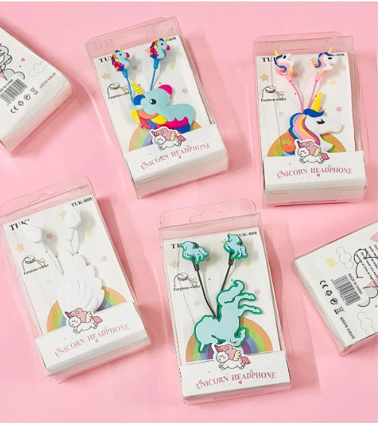 Unicorn Earphones,Cute Pink Headphones Lead Wire for Kids, Beautiful Headphones with Winder, Birthday Gift Girls Kids Cartoon Accessories for mobiles Kid’s Laptop Wired earpiece earplugs
