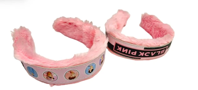 Pack of 2 BlackPink & BTS Hairbands for girls Fur hairbands 1 black pink and 1 bts theme